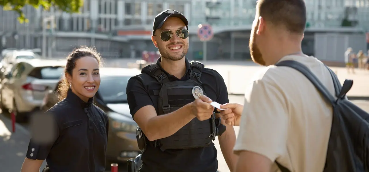 Sicherheitsmitarbeiter von AMGEON Protect bei der Ausweiskontrolle im Einsatz